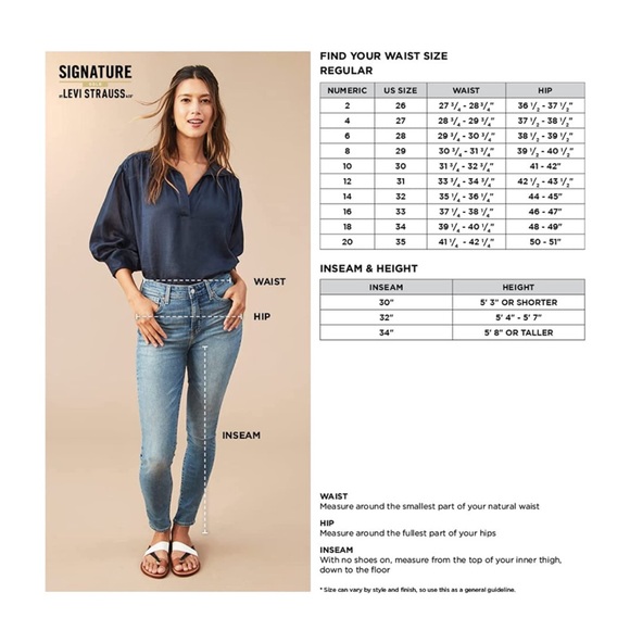 SIGNATURE BY LEVI STRAUSS & CO GOLD PULL ON SKINNY JEANS - Picture 4 of 7